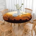 thumbnail image 3 of Elasticated Halloween Tablecloth with Jack O Lantern Pattern for Round 44 Inch Table - Stretch Fit for Party Use, 3 of 6