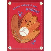 Designer Greetings Baseball Glove and Baseball on Red Juvenile / Kids Father's Day Card for Poppy