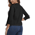 thumbnail image 3 of Women's Cropped Cardigan 3/4 Sleeve Spring Fall Sweater Solid Color Black XL, 3 of 7