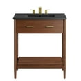 thumbnail image 5 of Sink Vanity Cabinet, Walnut Black, Wood, Mid Century Hotel Bedroom Bathroom, Modern Contemporary HB36405, 5 of 10