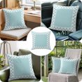 thumbnail image 4 of Throw Pillow Covers 24x24 Inch, Aqua Geometric Decorative Pillow Cases for Couch Sofa Bed, Modern Abstract Art Plaid Gingham Cotton Linen Square Home Decor Pillowcases with Hidden Zipper, 4 of 9