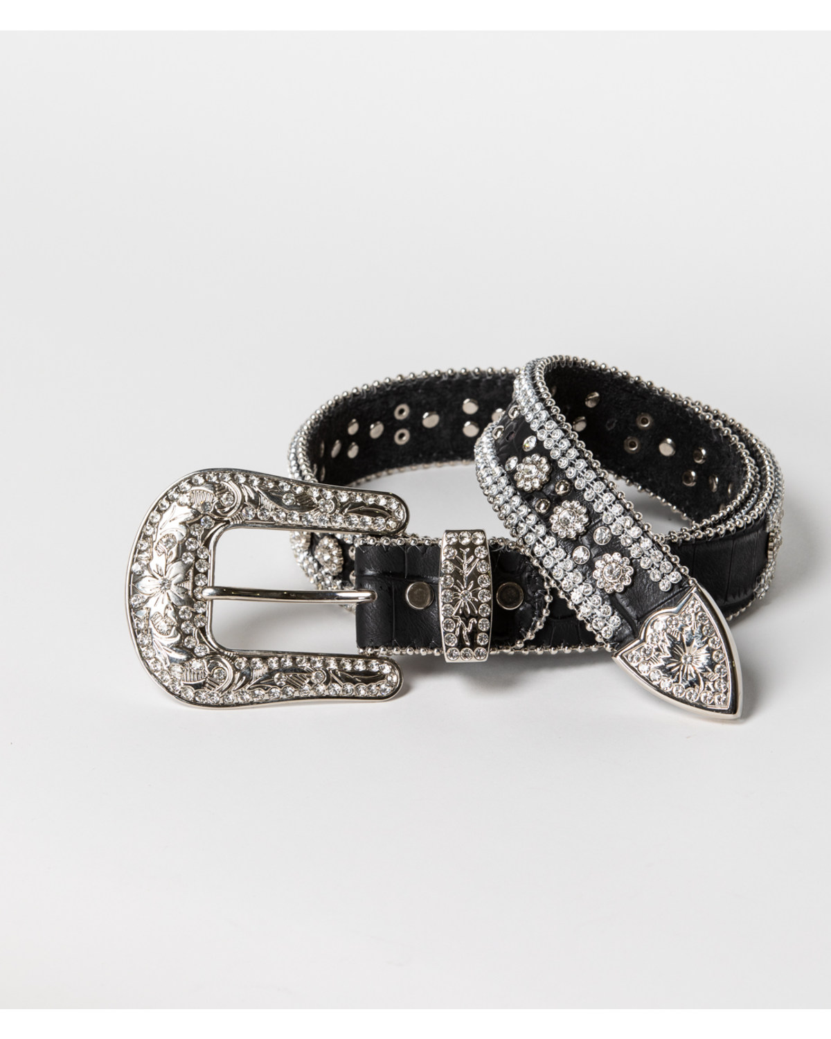 Angel Ranch Ladies Black Gator Print Studded Glitz Leather 
