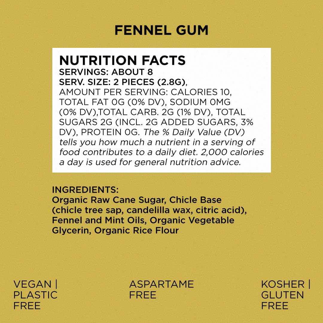 Simply Gum All Natural Gum - Fennel Licorice - Case of 12 - 15 Count