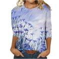 thumbnail image 2 of Hauts d'Été pour Femmes 2023 Mode pour Femmes Manches Trois Quarts Rétro Col Rond Imprimé de Pâques Hauts Amples Blouse Bohème T-Shirt Grande Taille pour Femmes, 2 of 4