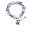 thumbnail image 2 of Delight Jewelry Silvertone Pebble Border Initial - H Purple Butterfly Bead Charm Bracelet, 7"+1" Extender, 2 of 5