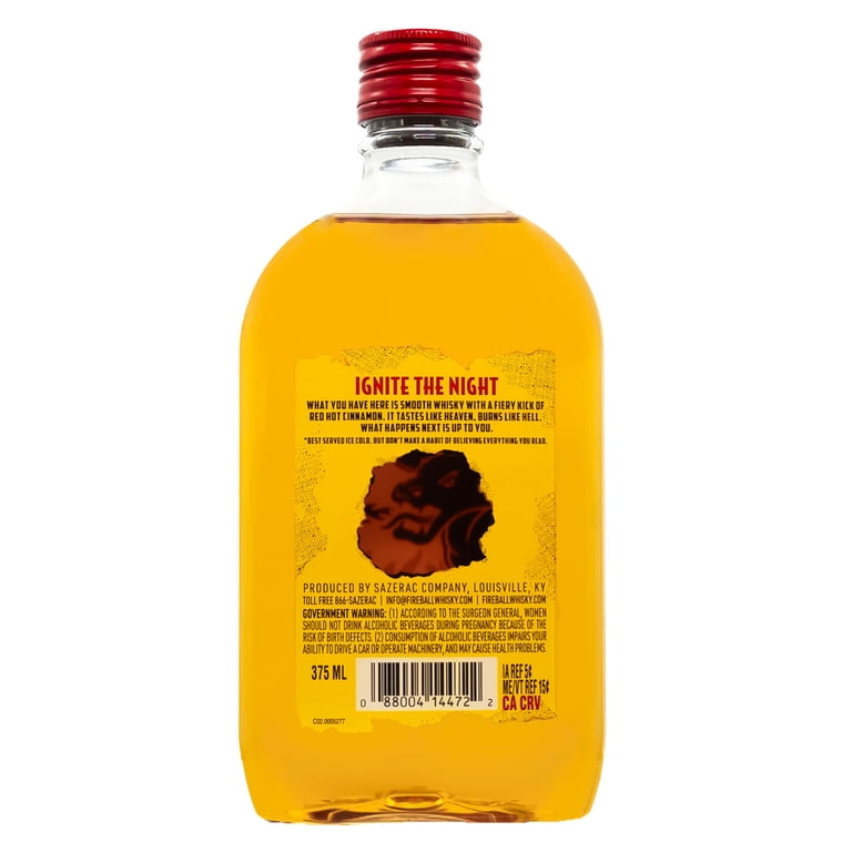 FIREBALL, Whiskey, 375ml Plastic Bottle, Cinnamon Flavor, 33