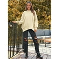thumbnail image 6 of SMZ Women's Oversized Batwing Sweaters 2024 Fall Outfits Crewneck Ribbed Knit Side Slit Trendy Pullover Tops, 6 of 7