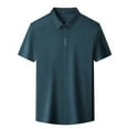 thumbnail image 3 of Men's Business Casual Tee Shirt Solid Color Short Sleeve Button Down Wear Smooth Comfortable Top, 3 of 5