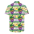 thumbnail image 4 of Jjayotai Men Mardi Gras Shirt, Print Short Sleeve Button Down Shirts, Mardi Gras Outfits for Men, Casual Hawaiian Beach Top Multicolor S, 4 of 5