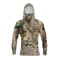 thumbnail image 2 of Men's Sun Protection Hoodie Shirt Hooded UPF 50+ Long Sleeve Fishing Shirt Face Mask UV Rash Guard 2XL Green, 2 of 4