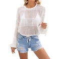 thumbnail image 1 of BeautyIn Knitted Bikini Beach Sunblock Shirt Draw Rope Short Plus Size Smock Woman, 1 of 6