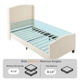 thumbnail image 4 of Twin Size Bed Frame with 49.21"High Back Upholstered Headboard and 27.16" High Footboard,Teddy Velvet,12 Slat Support,Solid Wood Feet,Beige, 4 of 9