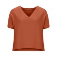 thumbnail image 2 of QLEICOM Women Fashion V-Neck Short Sleeve Oversized T Shirt Solid Casual Loose Basic Tops, Casual Loose Tunic Tops, Tees & Blouses S-2XL, 2 of 5