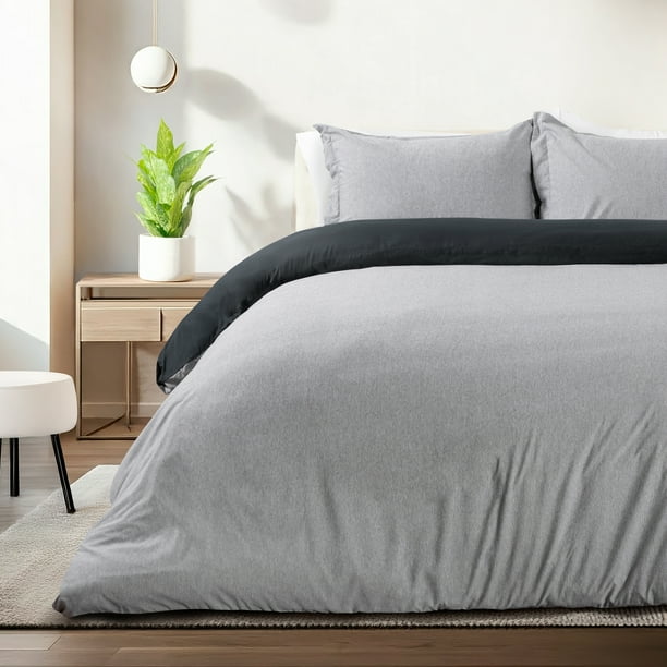 Juego de Funda para Edredón 2 Piezas Dreamlab Matrimonial 200cm x 228cm Color Gris Jaspeado