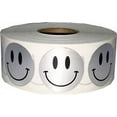 thumbnail image 1 of Metallic Silver Happy Face Stickers Labels | 1" inch Round - 500 Pack | InStockLabels.com, 1 of 2