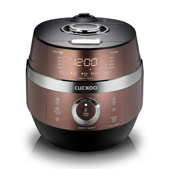 CUCKOO CRP-JHR0609F Cuiseur à Riz à Pression par Induction 6 Tasses (Non Cuit) / 12 Tasses (Cuit) avec Pot Intérieur Antiadhésif, 16 Options de Menu, Technologie Logique Floue, 3 Guides Vocals, Nettoyage Automatique (Cuivre/noir)