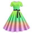 thumbnail image 1 of WILLBEST Vestidos para Mujer Vestido de Fiesta de Noche de Manga Corta con Cuello Redondo y Estampado de Los Años 50 Grande​​, 1 of 2