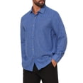 thumbnail image 4 of INSPIRE CHIC Men's Striped Shirt Long Sleeve Turn Down Collar Button Down Casual Top XL Royal Blue, 4 of 5