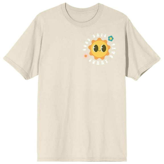 Sunny Days Cartoon Sun for Earth Day Adult Natural Short Sleeve Crew Neck Tee-XXL