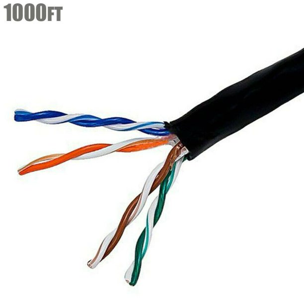 1000ft Cat5E UTP Stranded Network Cable Black 24AWG RJ45 LAN
