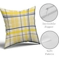 thumbnail image 4 of Yellow Navy Blue Pillow Covers 18x18 Set of 2 Light Yellow Grey Buffalo Plaid Decorative Throw Pillows Spring Summer Decorations Pillowcase Cotton Square Cushion Cover Decor for Home Couch Bed Soft, 4 of 6