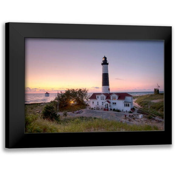 Romanowicz, Adam 14x11 Black Modern Framed Museum Art Print Titled - Big Sable Point Lighthouse At Sunset