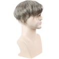 thumbnail image 4 of Men's Toupee 10x8inch European Human Hair Swiss Mono Lace Thin Skin Hairpiece Hair Replacement System For Men 80% #7 Color Mixed 20% Grey Hair, 4 of 7