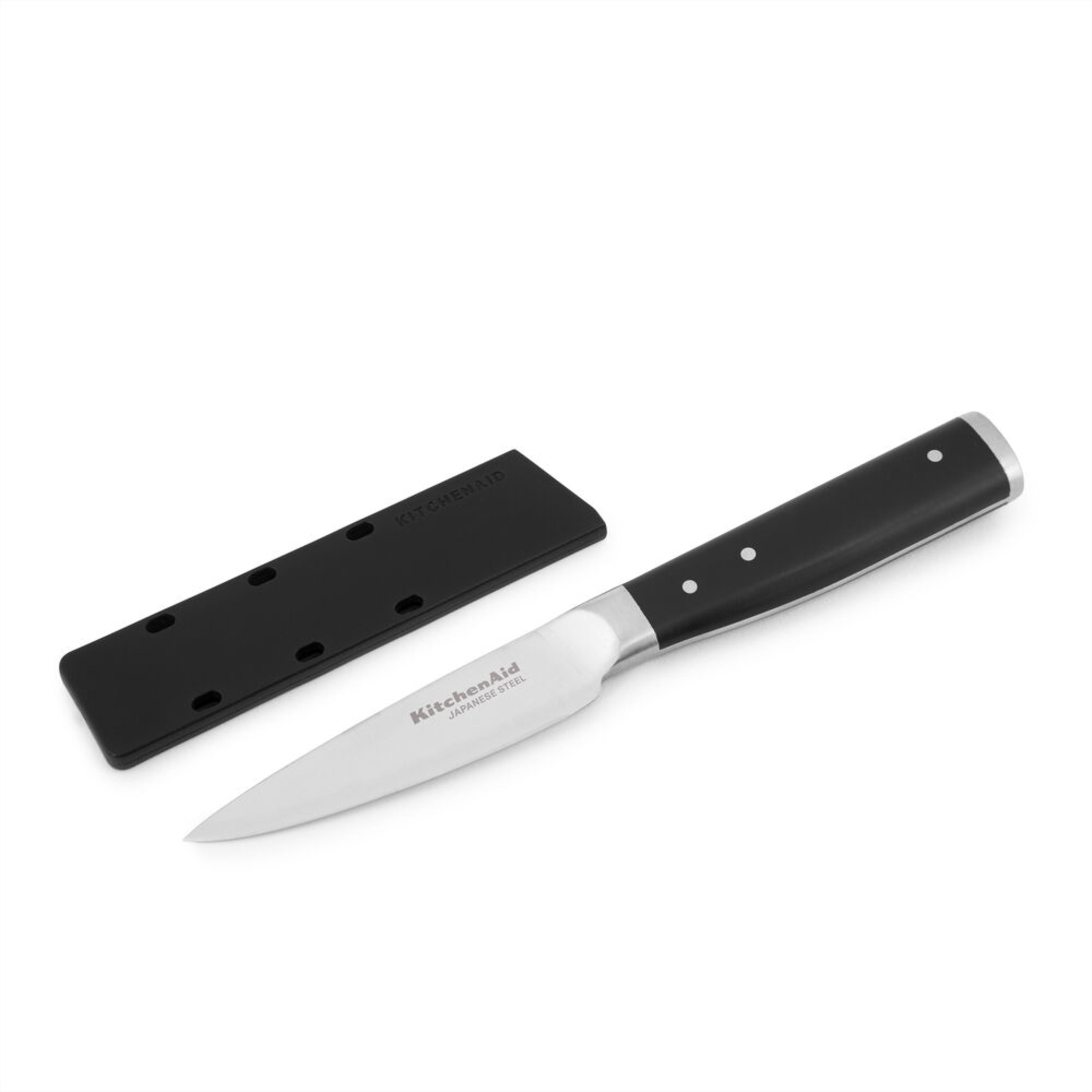 Kitchenaid Gourmet Forged Tripe-Rivet Paring Knife with Blade Cover, 3.5-inch, Black