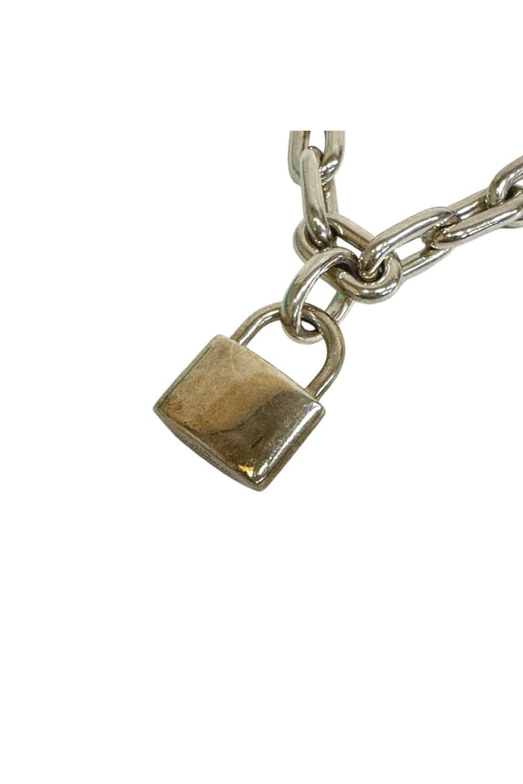 Pre-Owned TIFFANY&Co. Tiffany HardWear Pearl Lock Sterling Silver 925 Necklace White Padlock...