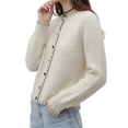 thumbnail image 2 of Women Cropped Cardigan Sweaters Crewneck Button Down Cardigan Apricot One size, 2 of 9