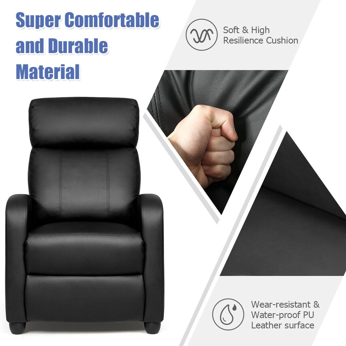 Details about   Classic Recliner Chair Sofa Armchair PU Leather Padded Seat w/Footrest Ottoman 