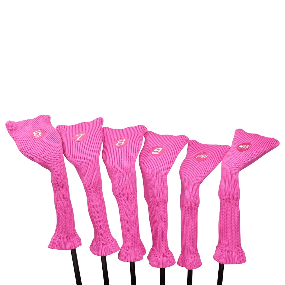 Majek All Hybrid Golf Club Pink Headcover Set 6SW. Neoprene Acrylic