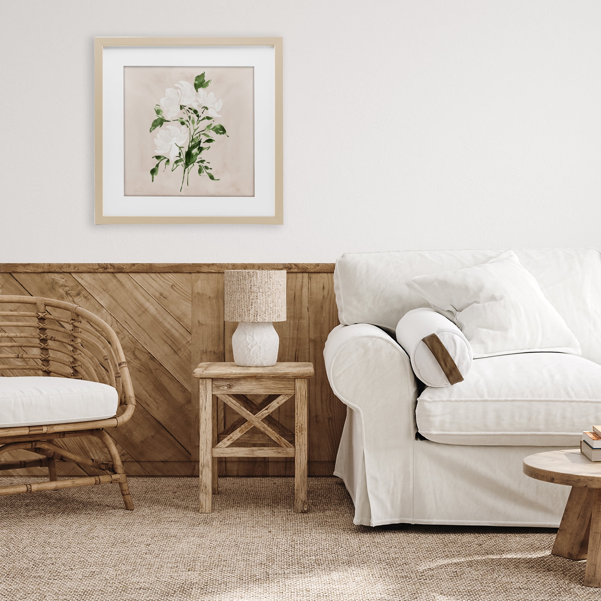 Stupell Industries White On Tan Blossom Birch Framed Print Under Glass, design by Lucille Price