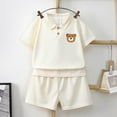 thumbnail image 2 of Cethrio Outfit Sets for Boys Girls, Summer Casual Hooded Shirts and Shorts Set Beige Size 5 T, 2 of 9