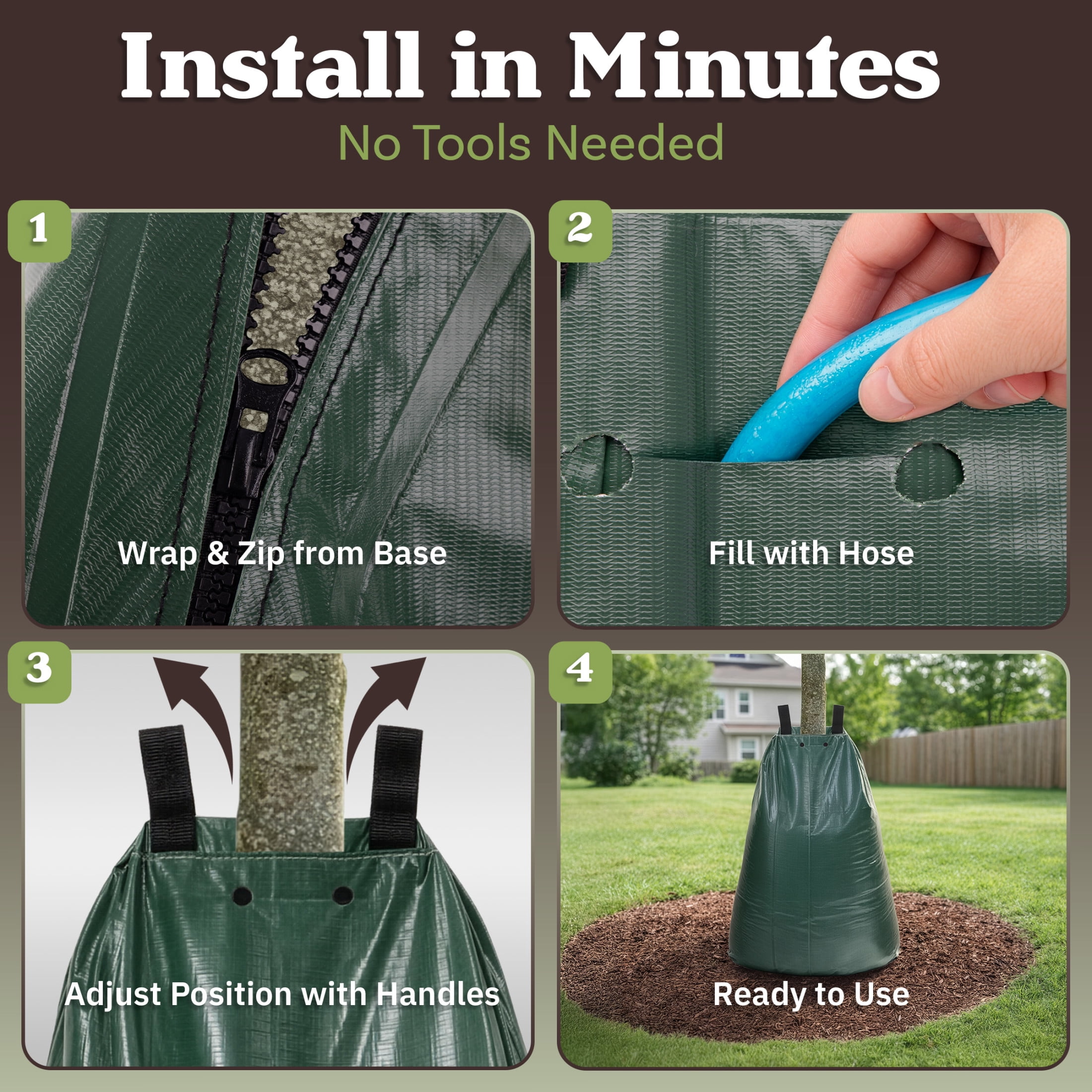 Pure Garden 20 Gallon Tree Watering Bag - Heavy Duty PVC Drip Irrigation for Deep Root Targeting