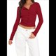 thumbnail image 1 of Suéter Corto de Punto con Botones y Larga Y2K para Mujer, Abierto Al Frente, Cárdigan de Punto, Cuello en V, Otoño Vino Tinto XL, 1 of 7