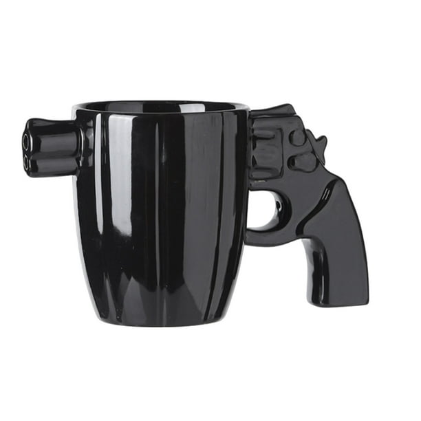 Taza de café de cerámica única con forma de revólver | Gran capacidad de 355 ml | Diseño de asa moderno para hombre | Regalo ideal para papá, el Día del Padre o cumpleaños | Apto para lavavajillas