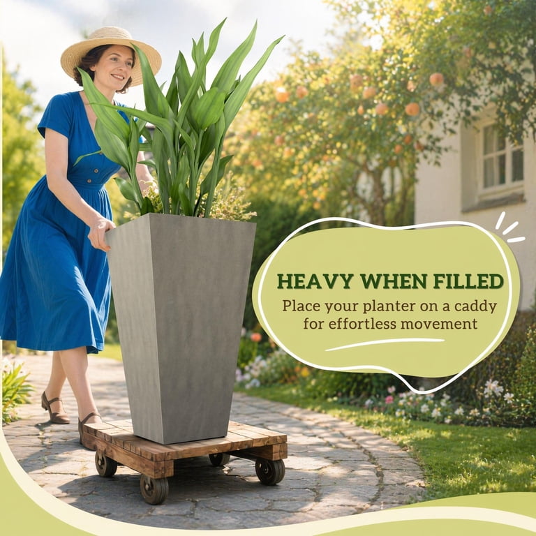 Outsunny 28 Inch Square Planter, Gray, 3-Pack photo 6