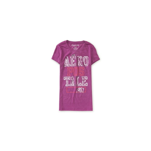 Aeropostale Womens Foil Logo Graphic T-Shirt, Púrpura, Grande