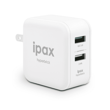 Ipax Hyperbrick 30W Dual-Port USB Wall AC Power Charger, 2 USB Ports, Smartphone Tablet Travel Charging