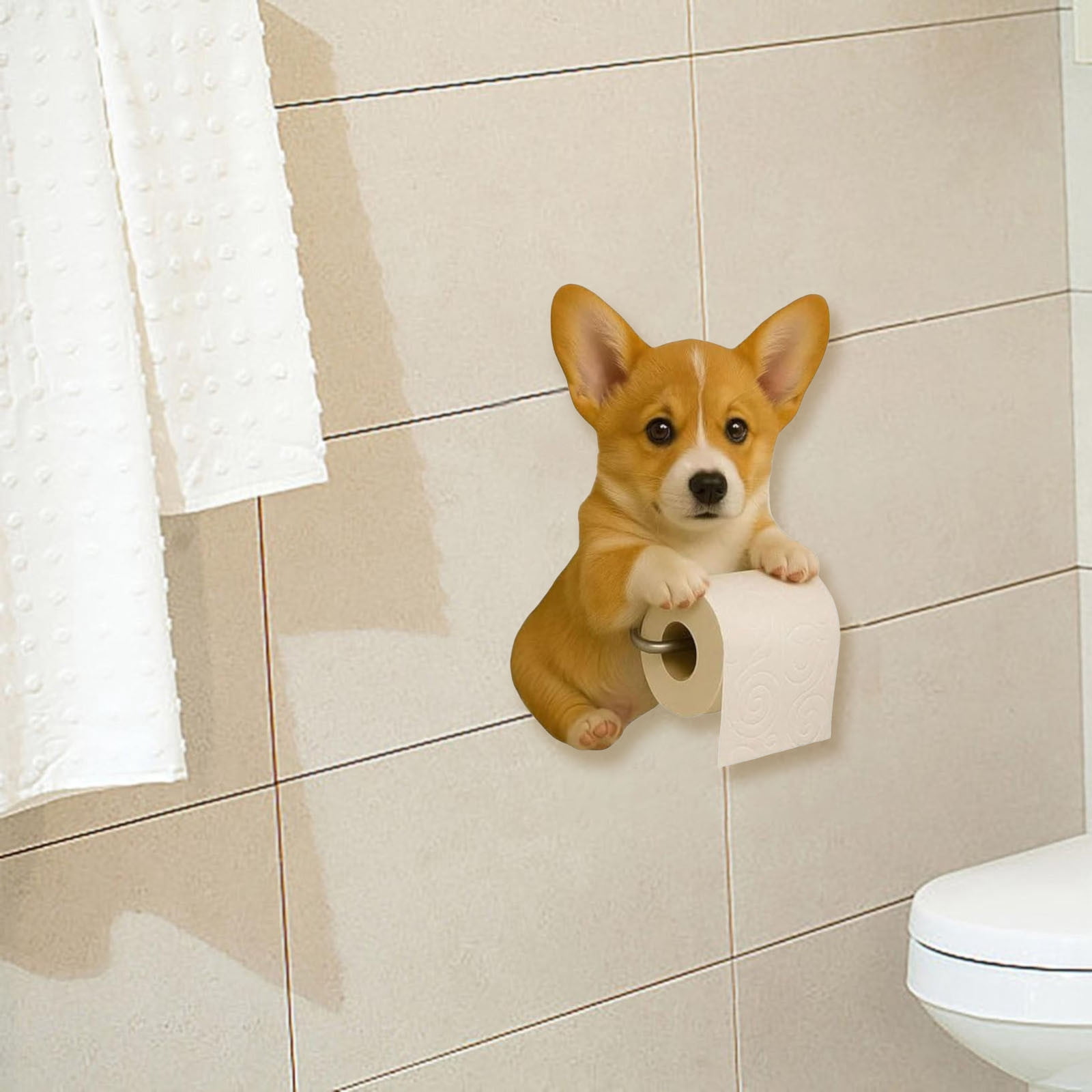 DUBF Dog Paper Towel Holder - Cute Puppy Wall Mounted Toilet Roll Dispenser - Pet Theme Bathroom Tissue Storage for Home RV Dorm Kitchen for Dog Lovers