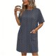 thumbnail image 5 of Mujeres Manga Corta Tops Impresión Casual Cuello Redondo Vendaje Vestido Falda de las Señoras, Vestido de Manga Corta para las Mujeres, 5 of 6
