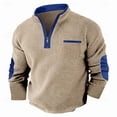 thumbnail image 4 of TOUMENY Men Sweater Zip Mock Neck Long Sleeve Casual Pullover Fall Winter Loose Solid Knit Tops Khaki XL, 4 of 5