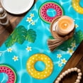 thumbnail image 3 of Summer Swimming Pool Table Runner 70 Inches, Floral Plumeria Palm Leaves Bed Runner Dresser Scarves Tabletop for Indoor Outdoor Parties/Ceremony/Banquet, 13" x 70", 3 of 9