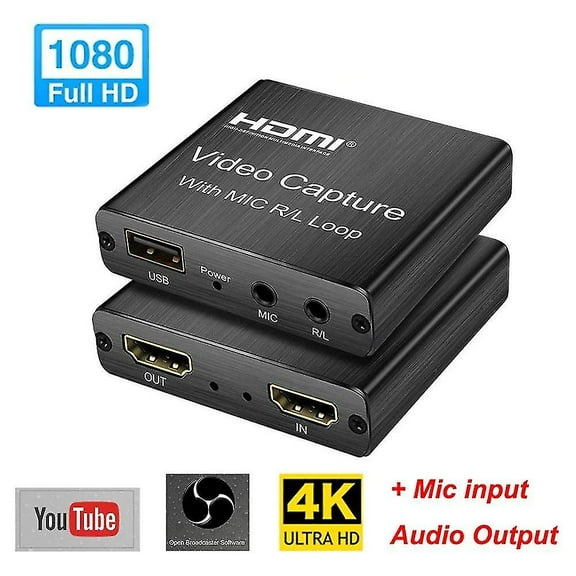 4k Hdmi Video Capture Card 1080p Game Capture Card Dongle Usb 2.0 Recorder Box Device for Live Streaming Video Broadcast Record