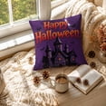 thumbnail image 5 of Sahpxhe Halloween Castle Pillow Covers,18x18in Spooky Bat Pattern Decorative Sofa Cushion Pillow Cases with Hidden Zipper for Halloween Decoration,Living Room Sofa Orange, 5 of 6