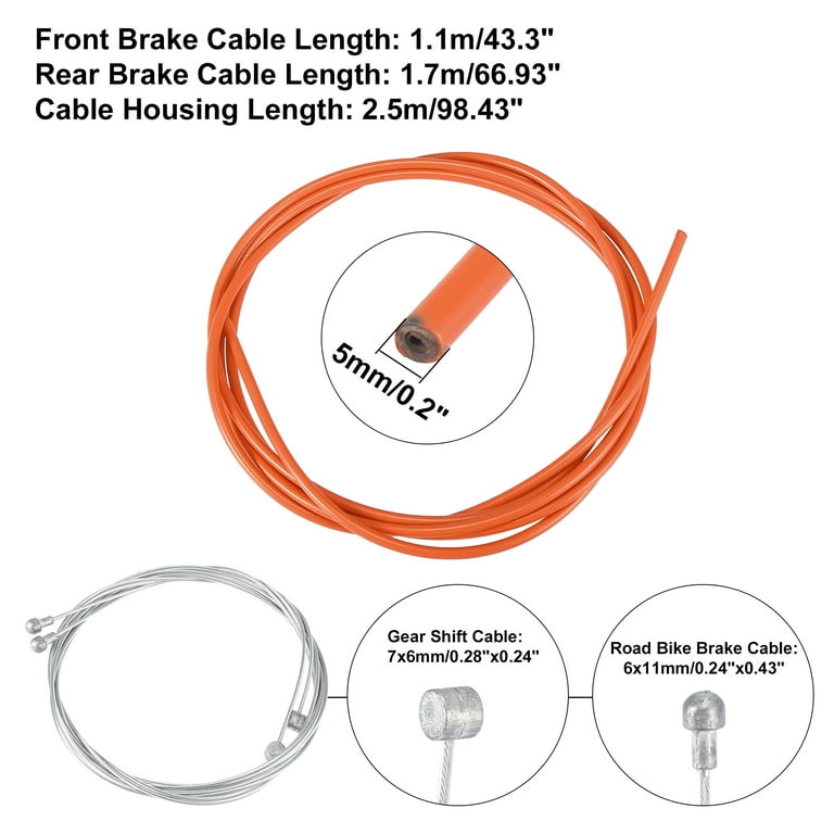 Bike Shifter Derailleur Cable Housing Kit and Bicycle Inner Brake Cable Housing Kit Orange Universal Replacement