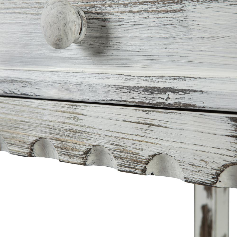Alaterre Country Cottage End Table, Rustic White Antique Finish