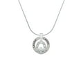 thumbnail image 2 of Delight Jewelry Silvertone Horseshoe with Clear Crystal Laugh Ring Charm Necklace, 18", 2 of 4