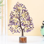 Amethyst Chakra Tree of Life - Crystal Tree for Positive Energy, Feng Shui Decor - Handmade Gemstone Tree, Good Luck Money Bonsai, Purple Healing Crystals, Meditation Stone, Spiritual Mystical Gift
